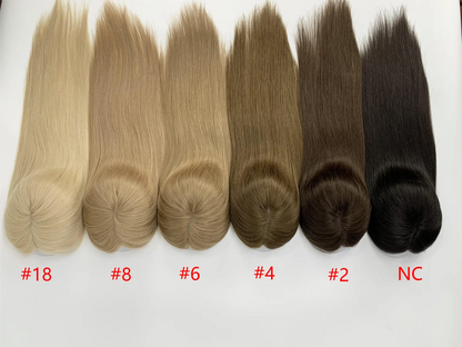 Monarch | Straight Human Hair Topper – Fine Mono Base | Center Part | 130% Density | European Remy | 14–16 Inch