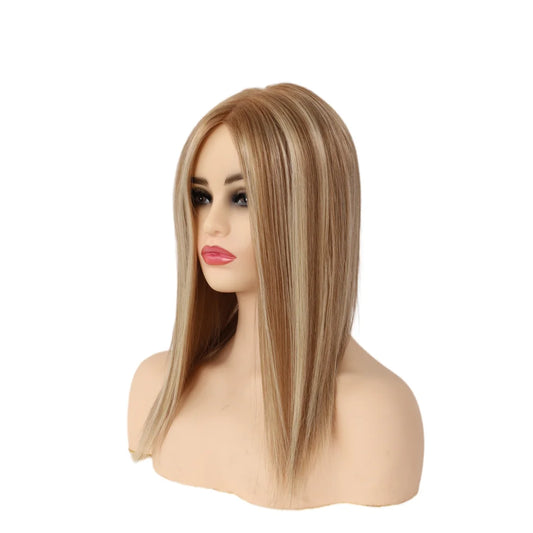 Dusk | Ombré Brown & Blonde Human Hair Topper – 5x6 inch Swiss Lace Base | 3-Clip | Remy | 12 Inch