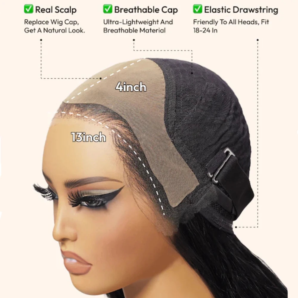 Luna | Loose Wave HD Lace Front Wig with Curtain Bangs – 13x4 | Remy Human Hair | 16–24 Inch