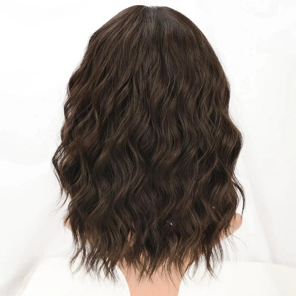 Pixie | Brown Curly Crochet Wig with Bangs – Short | Heat Resistant Synthetic | Daily Wear