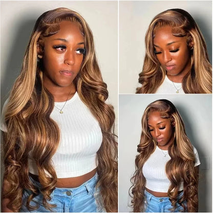 Sundrop | Highlight Honey Blonde Body Wave Wig – 4x4 Closure / 13x4 Frontal | HD Transparent Lace | 180% Density | Brazilian Remy Hair | 16–26 Inch