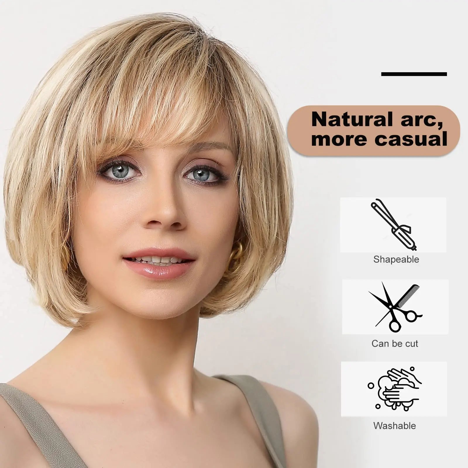 Hazel | Short Wavy Bob Remy Human Hair Lace Front Wig – Brown Blonde Ombre
