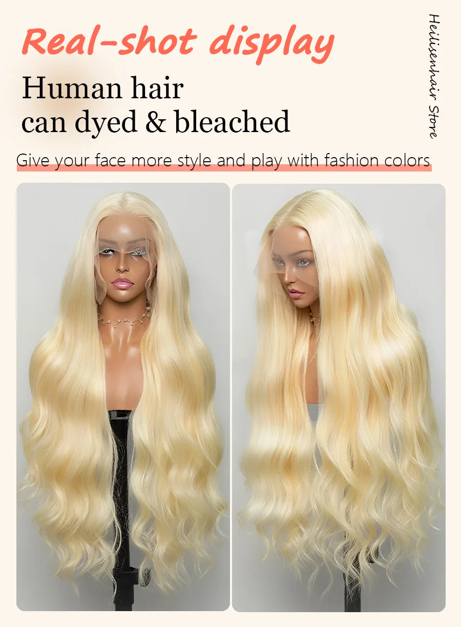 36 Inch #613 Honey Blonde 220% Density Body Wave 13x4 13x6 HD Transparent Lace Frontal Wig Brazilian Human Hair Wigs For Women