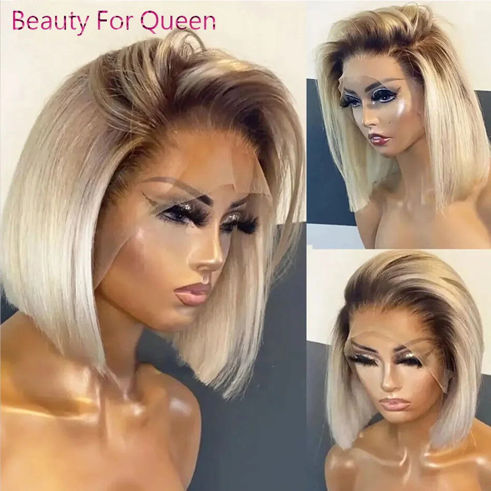 Ombre Blonde Short Bob Lace Front Wig
