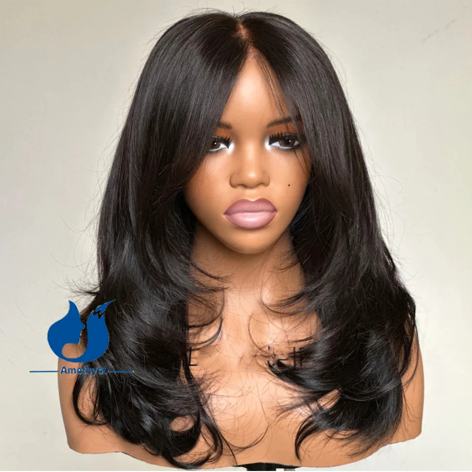 Amethyst Layered Curtain Bangs 13x6 Lace Front Wig