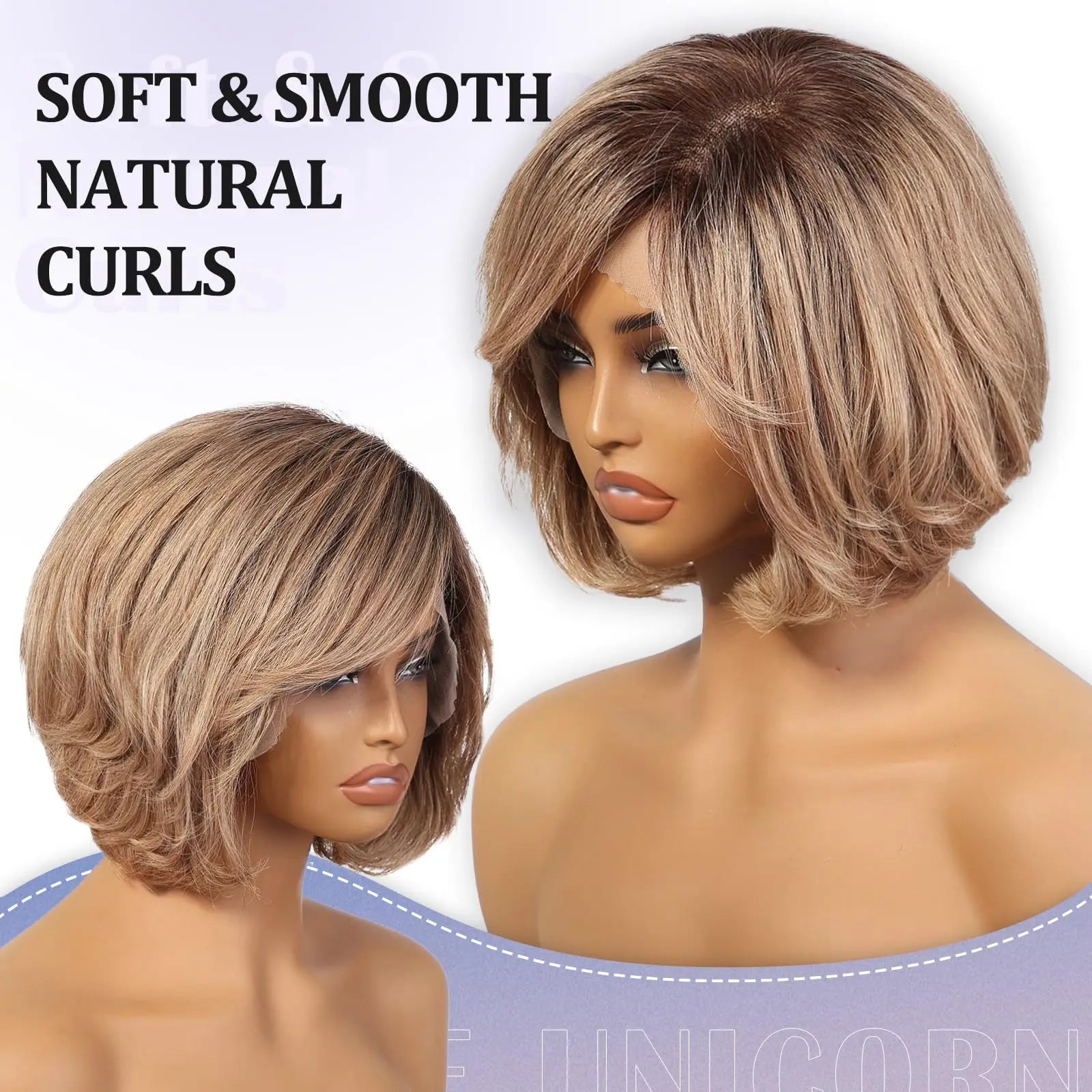 Blonde Body Wave Short Bob Lace Front Wig with Bangs – Remy Hair