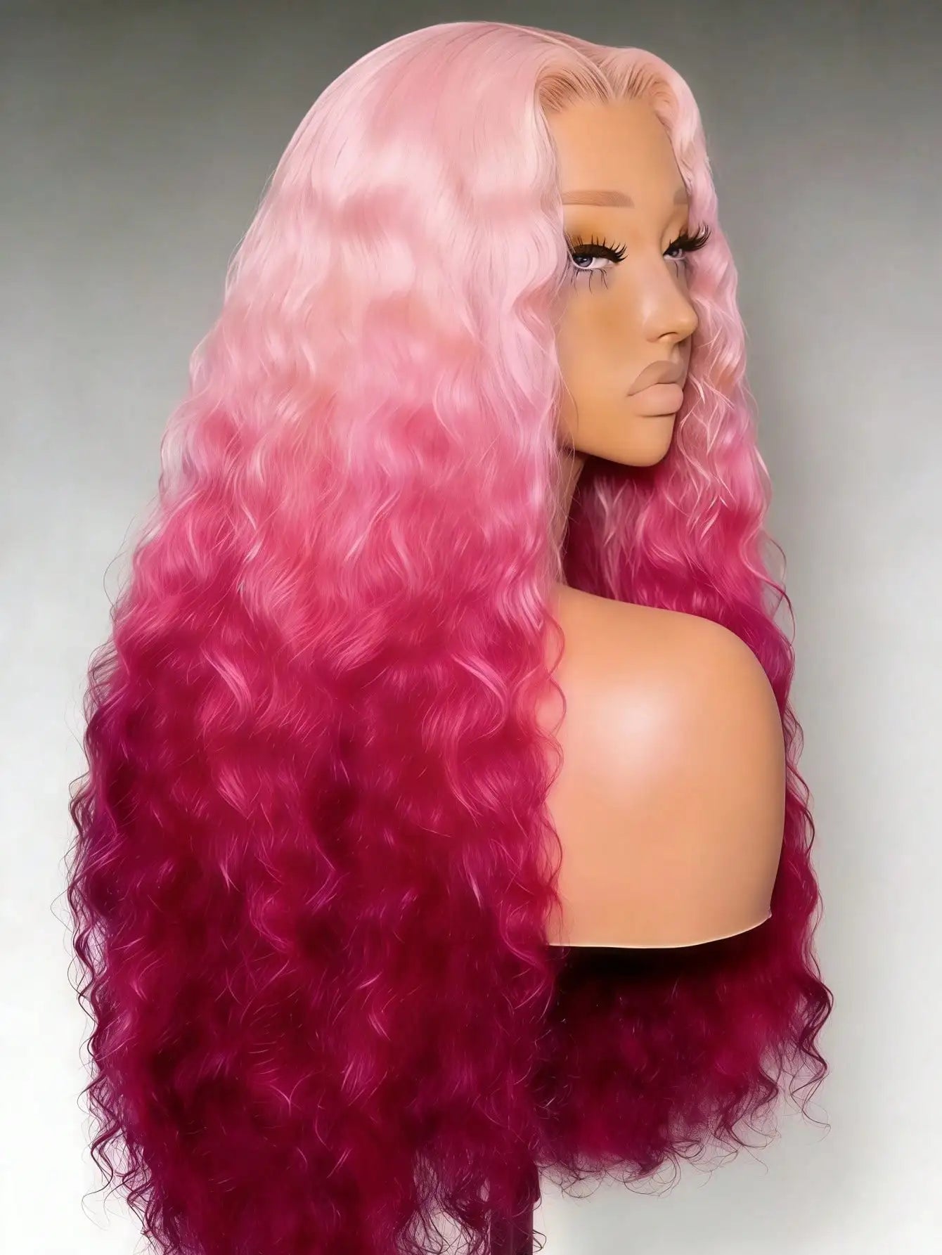 Gradient Pink Curly Lace Front Wig – 200% Density | 13x4 HD Transparent Lace | Glueless