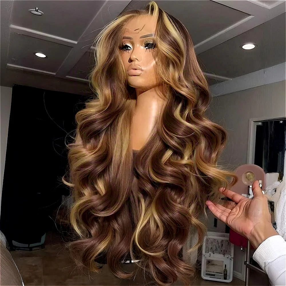 Honey Blonde Ombre 4/27 Body Wave Glueless Lace Front Wig