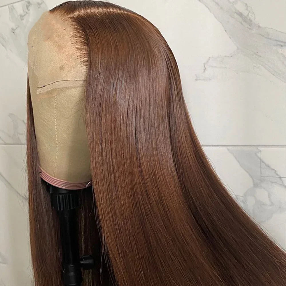 Chocolate Brown Straight 13x4/13x6 HD Lace Front Wig 30/36 Inch