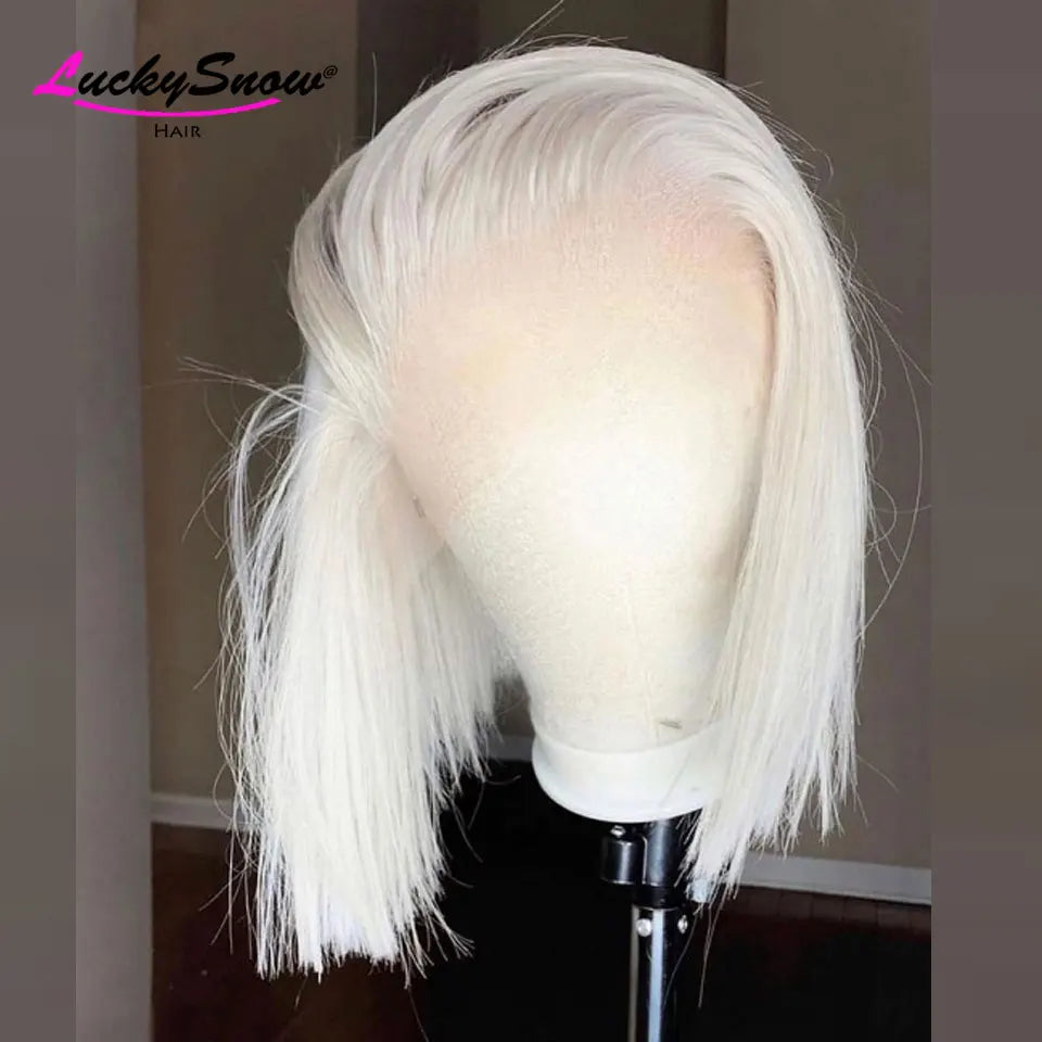 White Straight Short Bob 13x4 HD Lace Front Wig 180% – Human Hair