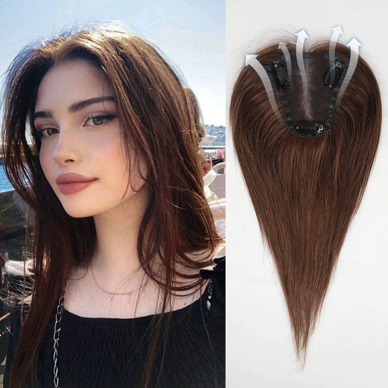 Blonde Brown Ombre Remy Human Hair Topper – Silk Base 150% 12 Inch