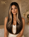 Harlow | Highlight Straight Layered Lace Front Synthetic Wig – 28 Inch | Glueless