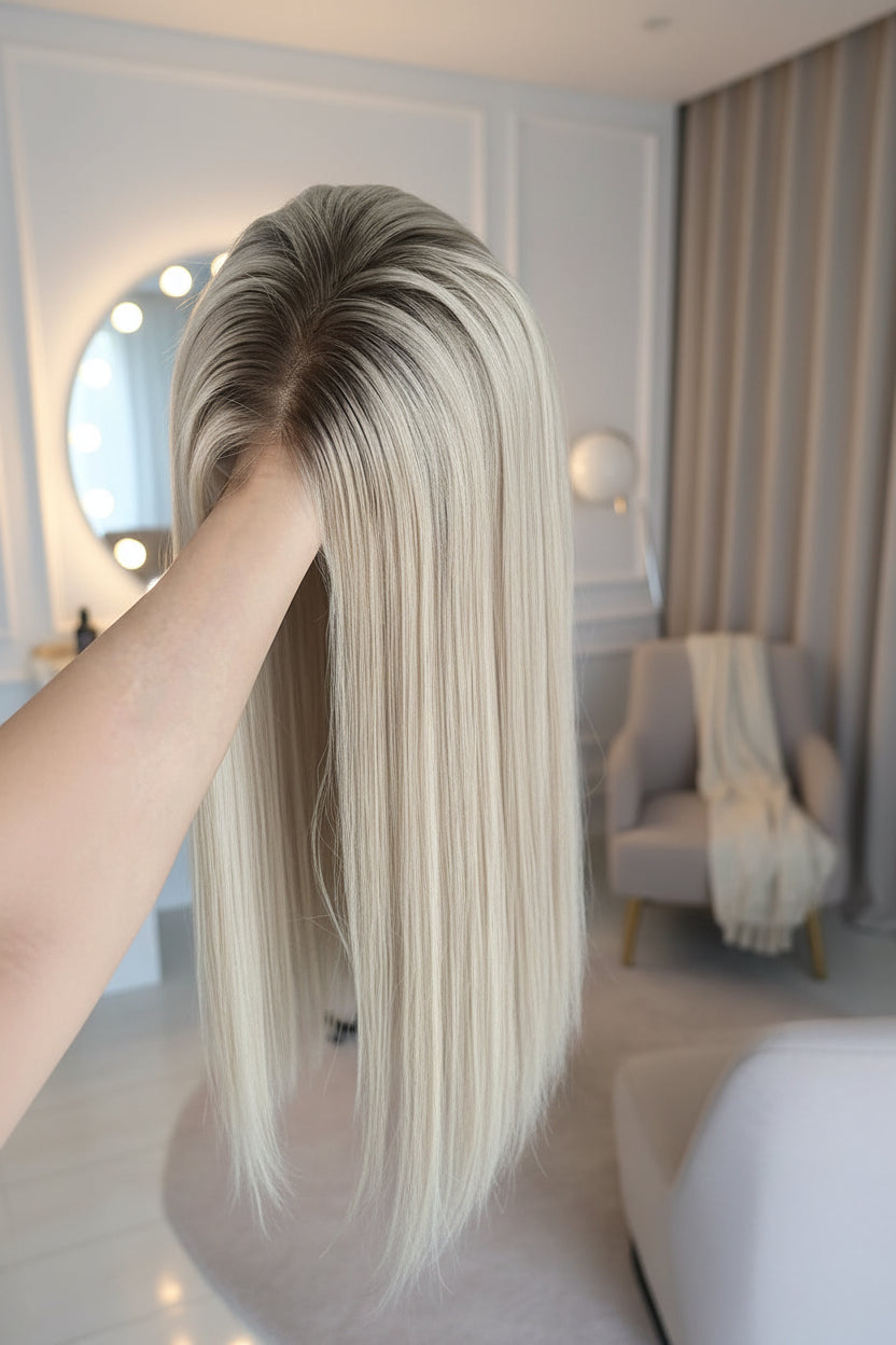 Ash Blonde Highlight Straight 13x6 HD Lace Front Wig