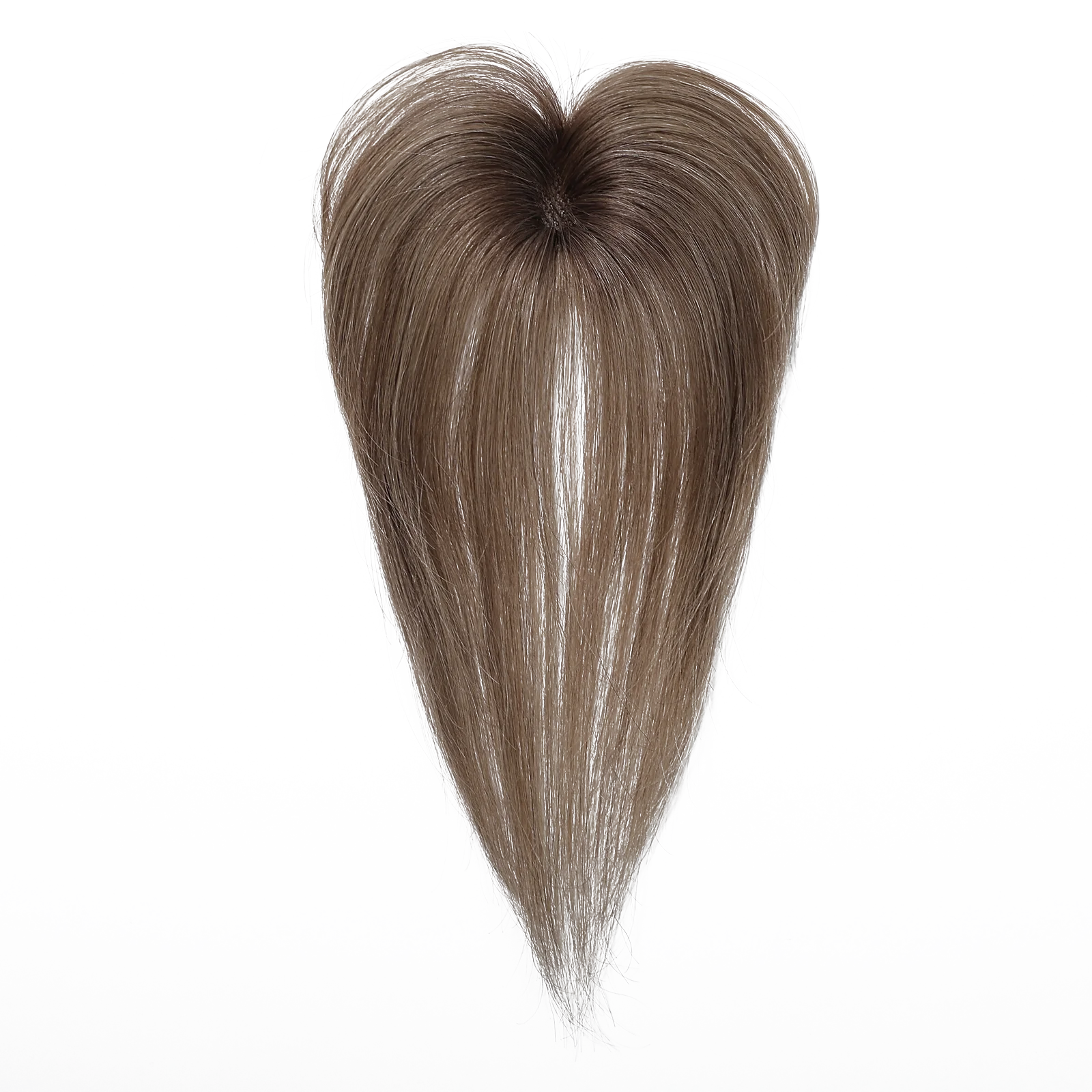 Light Brown Remy Human Hair Topper with Bangs – Silk Base Clip-In