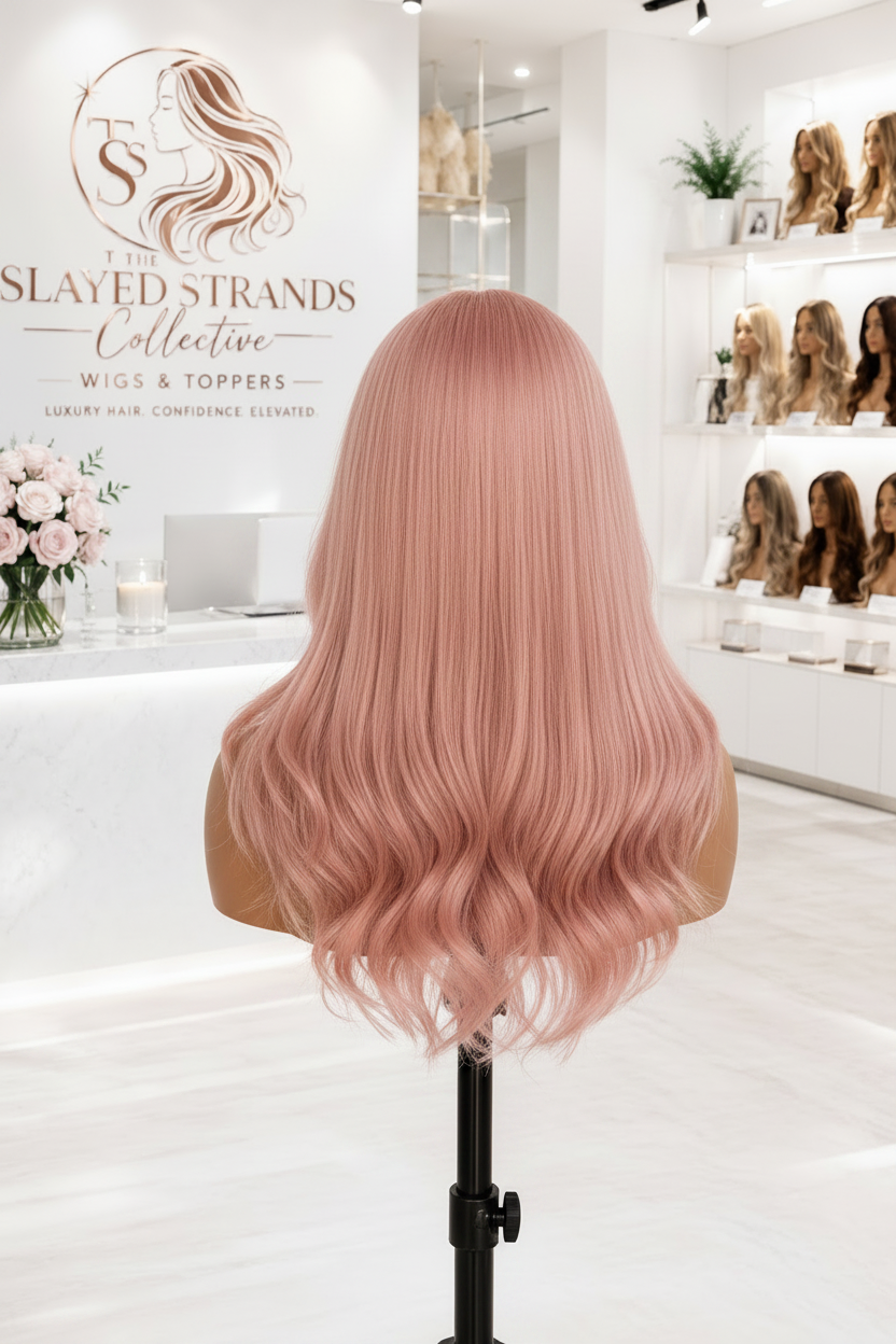 Rosé | Body Wave T-Part Lace Human Hair Wig – Indian Remy | 250% Density | Pink | 8–16 Inch