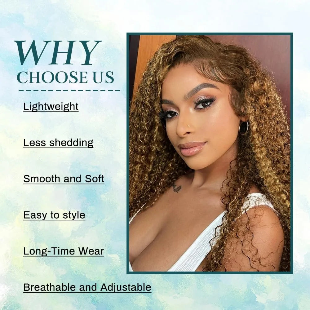 Honey Blonde Ombre Highlight Deep Wave 13x6 HD Lace Wig
