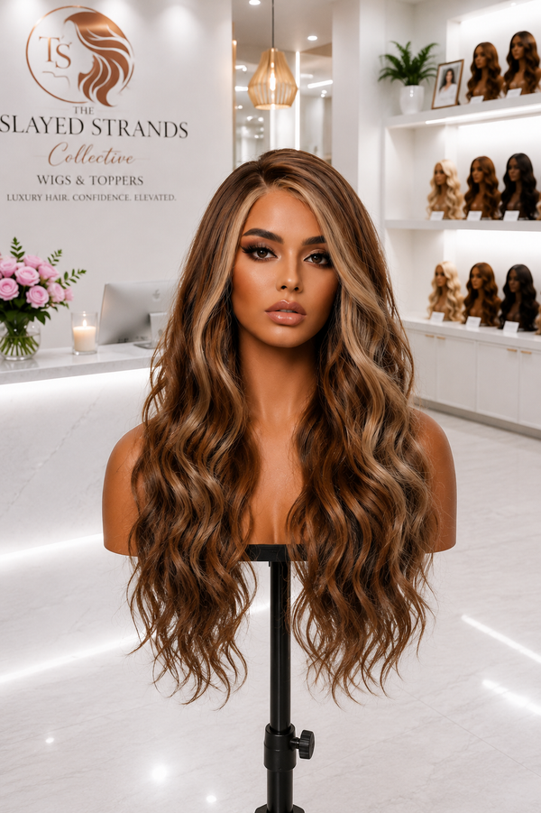 Autumn | Long Water Wave Synthetic Lace Front Wig – 26 Inch | Brown