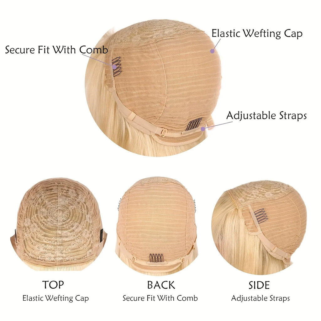 Short Bob Wig – 613 Blonde with Bangs | 100% Human Hair