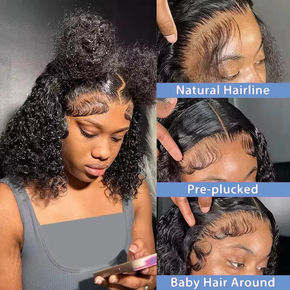 Curly Short Bob Wig – 220% Density | 13x4 HD Lace Front | 100% Brazilian Human Hair