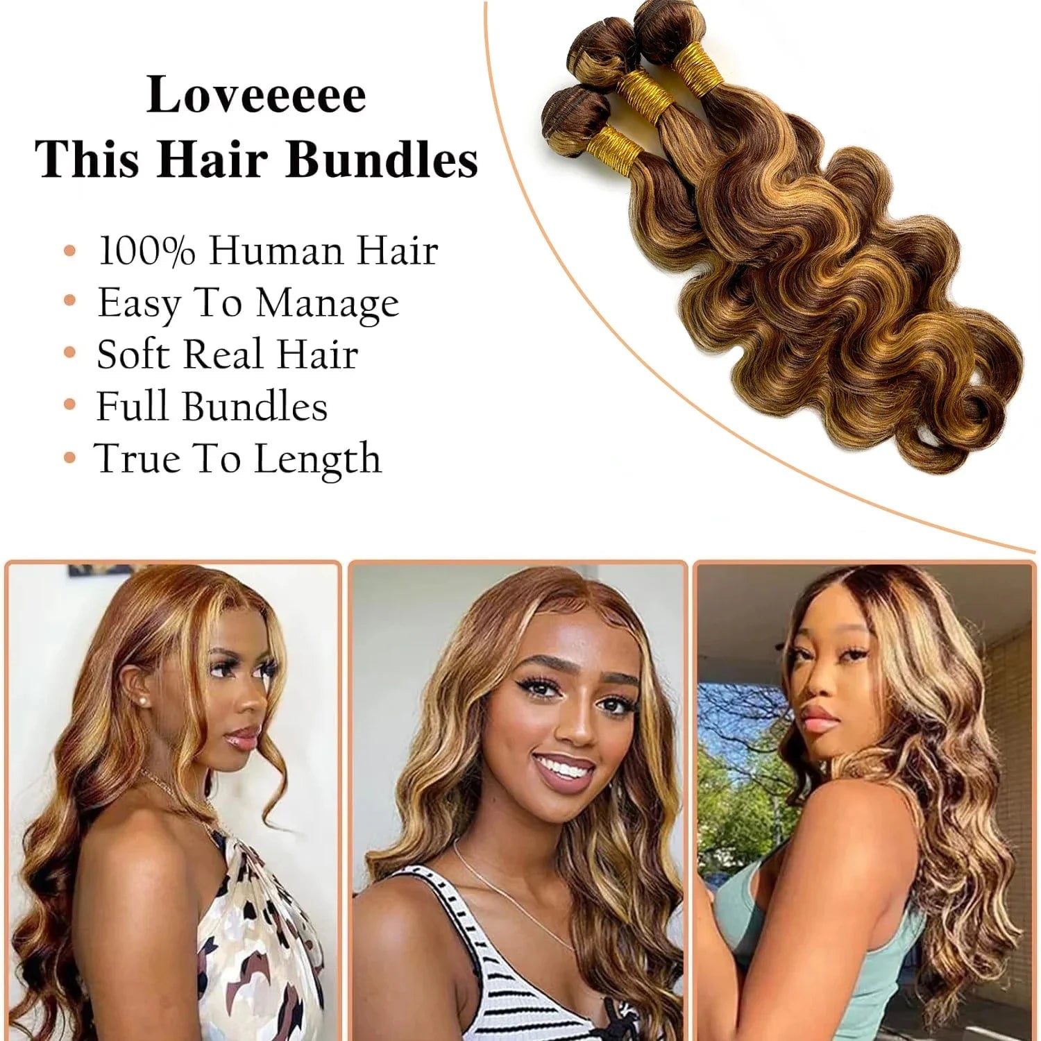 Highlight Ombre Body Wave Hair Bundles – Brazilian Raw Human Hair