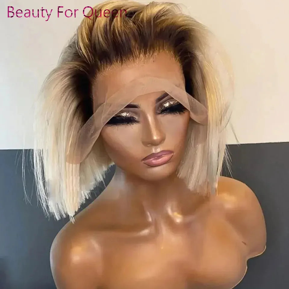 Ombre Blonde Short Bob Lace Front Wig
