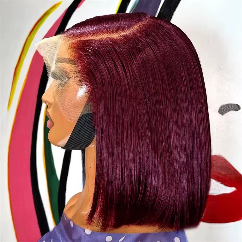 99J Burgundy Bob 13x4 Lace Front, Straight Wig