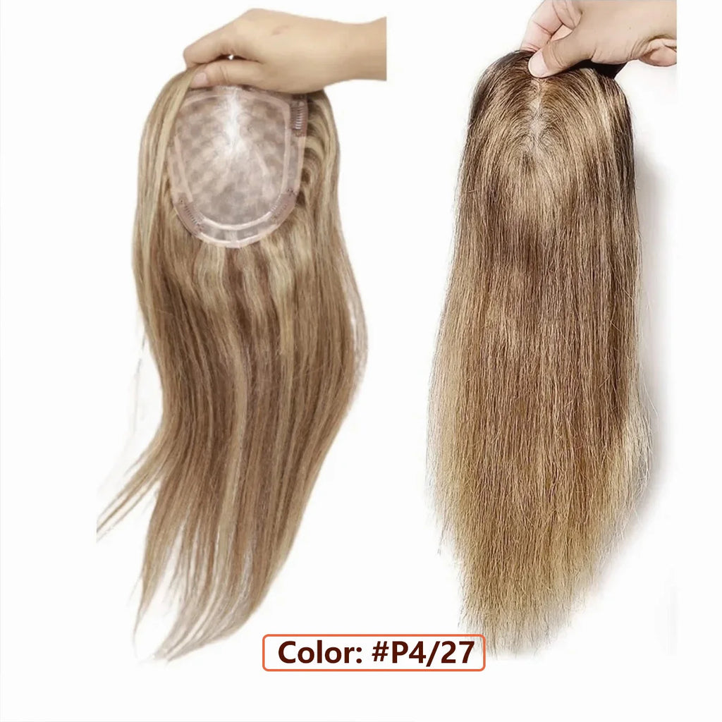 Human Hair Topper – Mono Base Clip-In for Thinning Hair