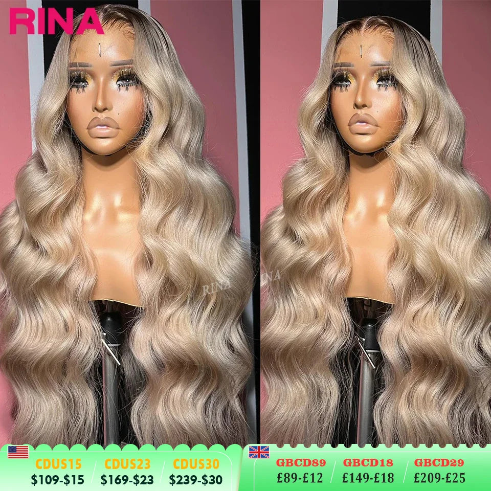 Ombre Ash Blonde Body Wave 13x6 HD Lace Front Wig