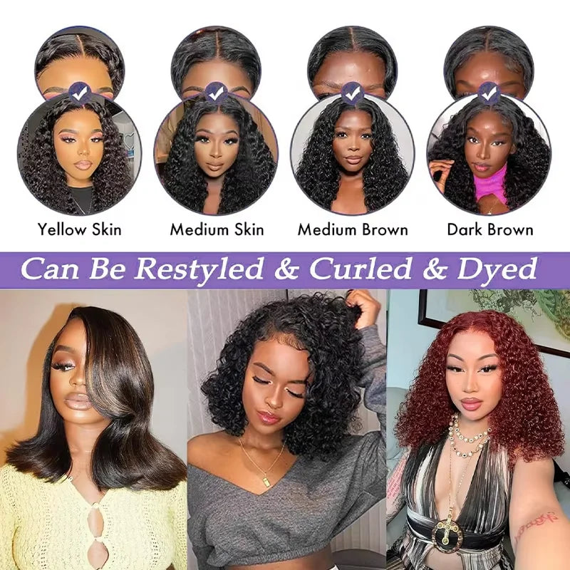 250% Glueless Short Bob Deep Wave 5x5 Lace Wig