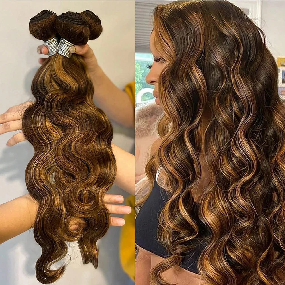 Highlight Ombre Body Wave Hair Bundles – Brazilian Raw Human Hair