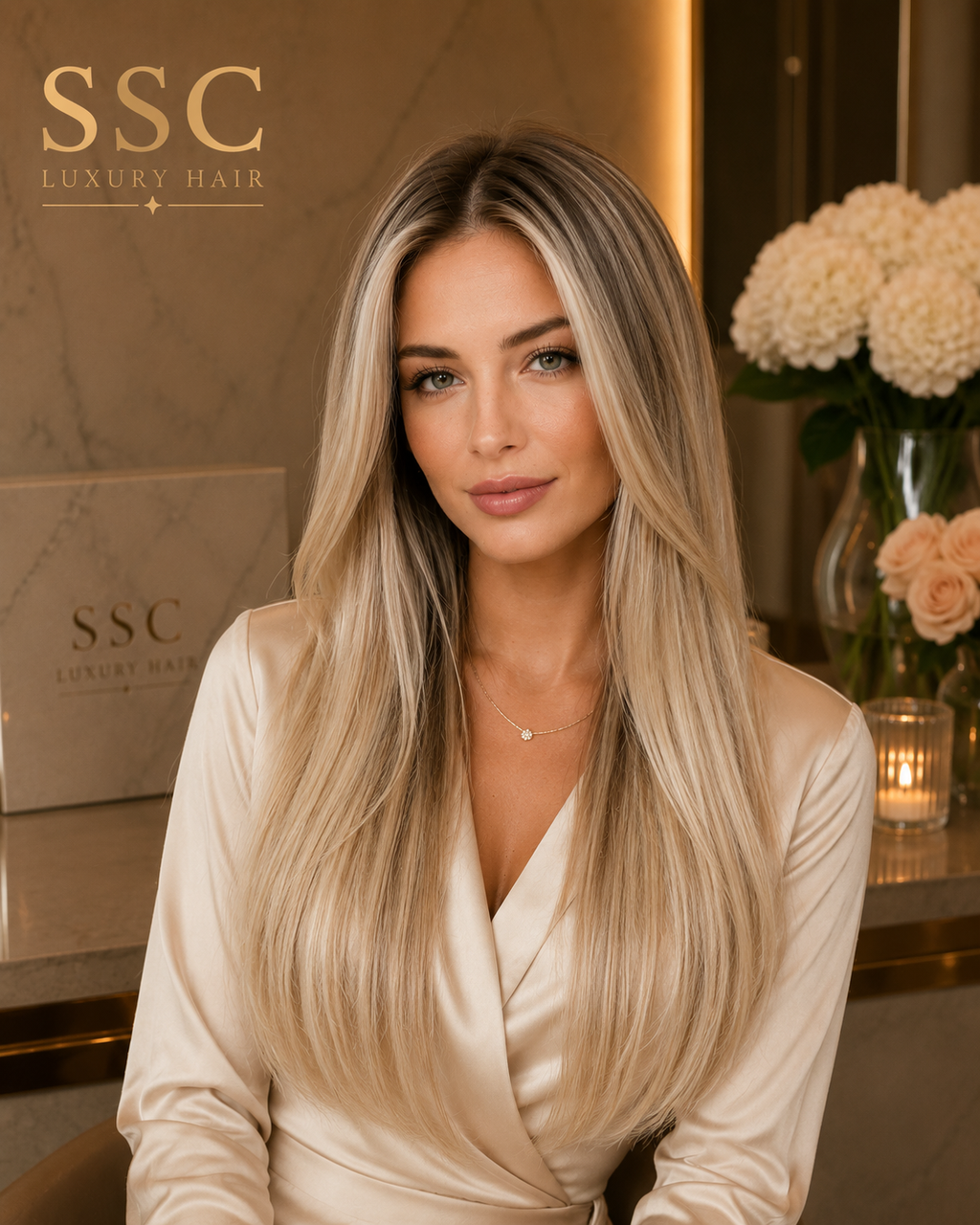 Blondie | Ombre Blonde Highlight Straight Lace Front Synthetic Wig – 13x4 | 180% Density