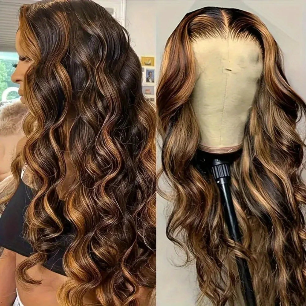 Honey Blonde Ombre 4/27 Body Wave Glueless Lace Front Wig