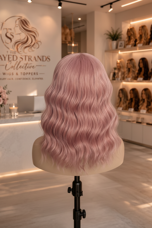 Rosé | Body Wave T-Part Lace Human Hair Wig – Indian Remy | 250% Density | Pink | 8–16 Inch