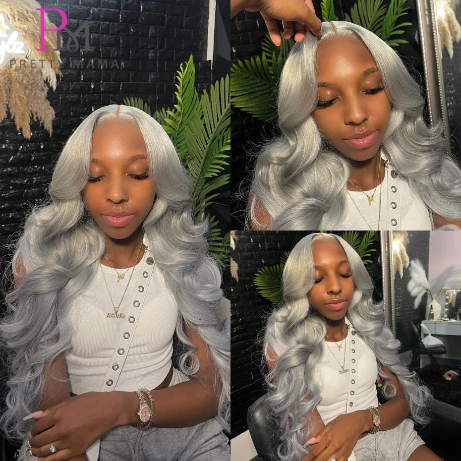 Cyan Blue / Light Green Body Wave 13x6 Lace Front Wig
