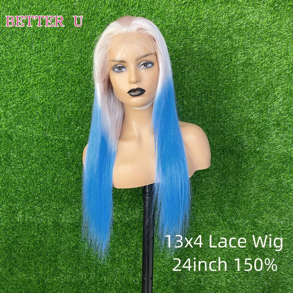 White Blue Gradient Straight 13x4/13x6 HD Lace Front Wig