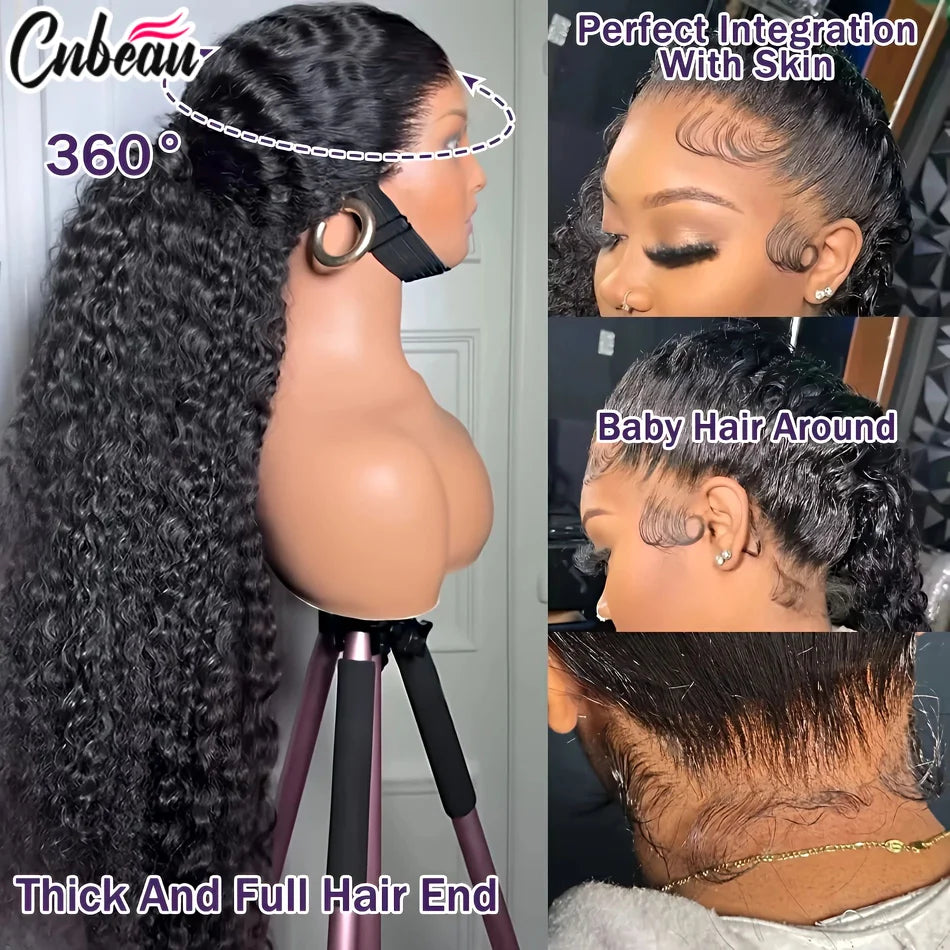Deep Wave Glueless 360 Full Lace Wig 250% – Invisi Strap 18-36 Inch