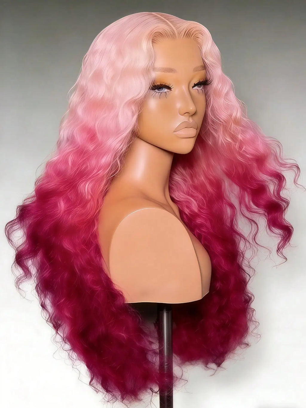 Gradient Pink Curly Lace Front Wig – 200% Density | 13x4 HD Transparent Lace | Glueless