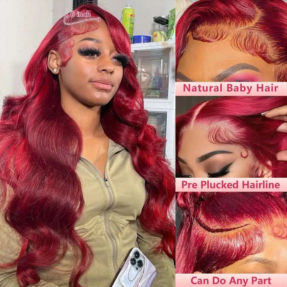 99J Burgundy Body Wave 13x4 HD Lace Front Wig – 30 Inch