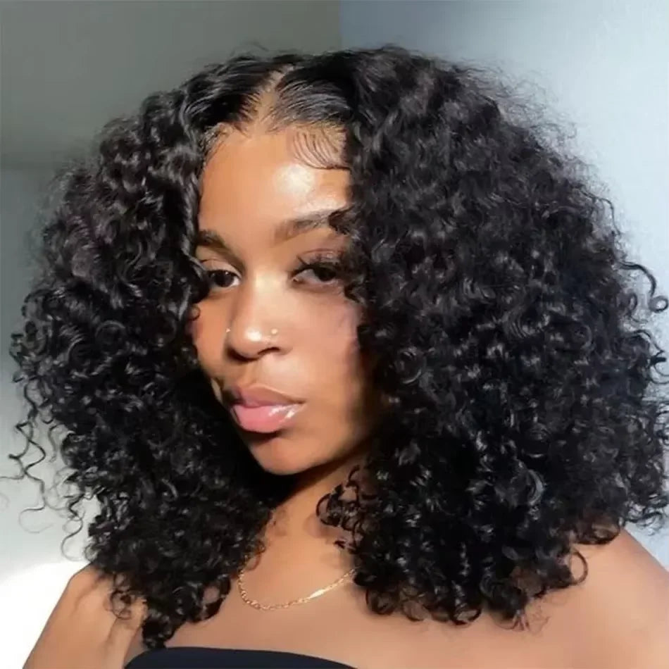 Curly Short Bob Wig – 220% Density | 13x4 HD Lace Front | 100% Brazilian Human Hair