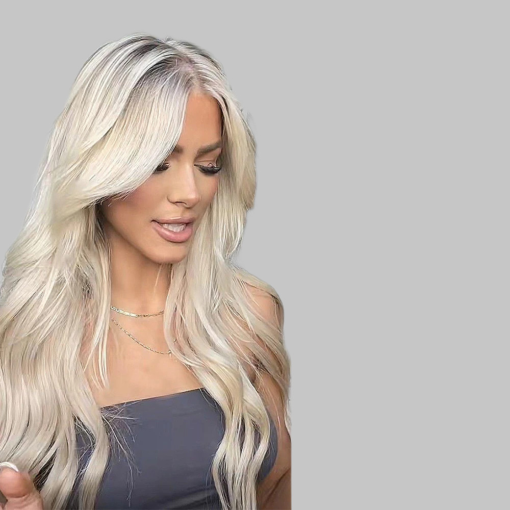 Leila | Body Wave Wig – Highlight Platinum Blonde | HD Transparent Lace Front | Remy Human Hair | 150–180% Density | 20–28 Inch