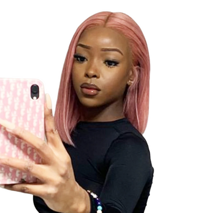 Candy | NT4-F Pink2 Ombre Straight Bob Lace Wig – 13x5x1 T-Part | 180% Density | Brazilian Remy Hair