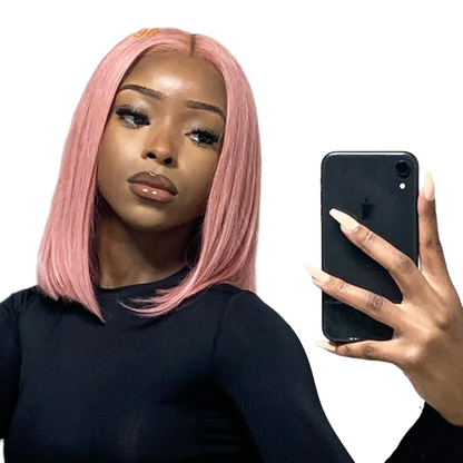 Candy | NT4-F Pink2 Ombre Straight Bob Lace Wig – 13x5x1 T-Part | 180% Density | Brazilian Remy Hair