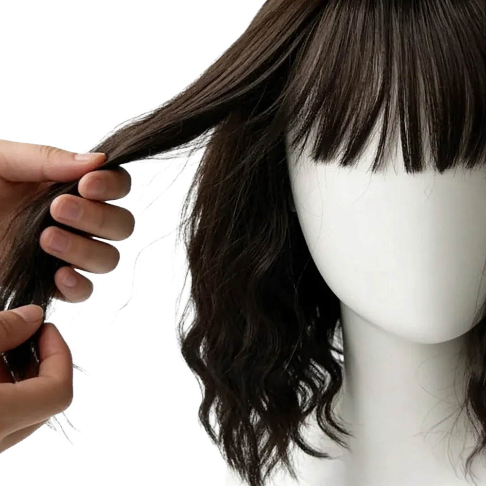 Pixie | Brown Curly Crochet Wig with Bangs – Short | Heat Resistant Synthetic | Daily Wear