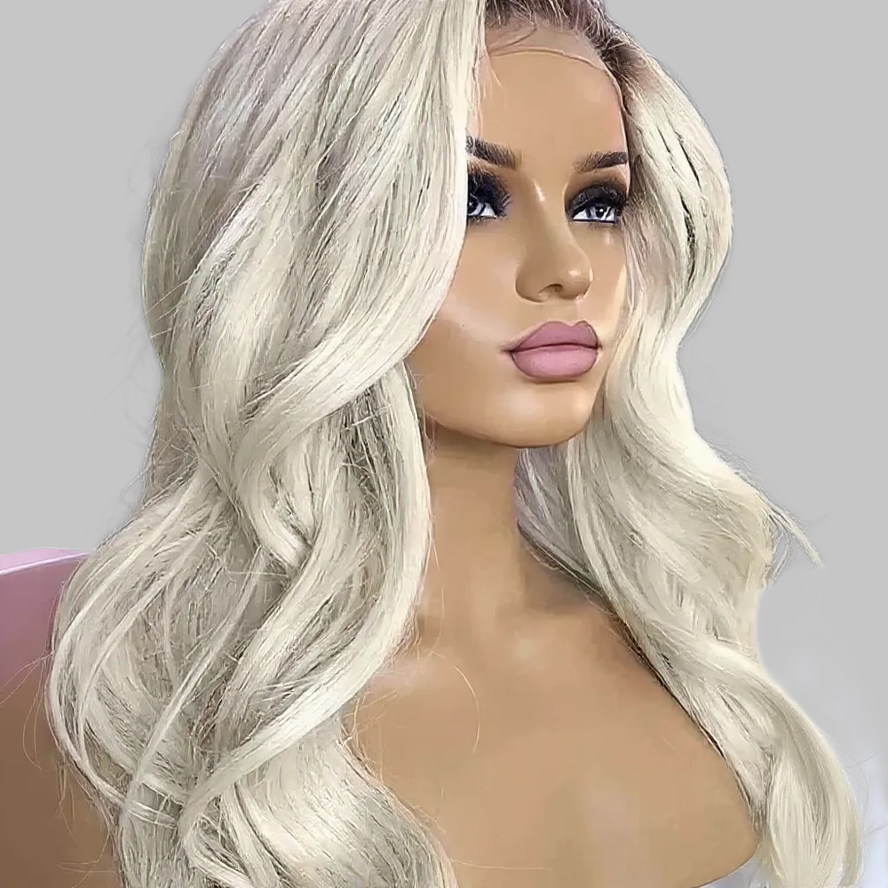 Leila | Body Wave Wig – Highlight Platinum Blonde | HD Transparent Lace Front | Remy Human Hair | 150–180% Density | 20–28 Inch
