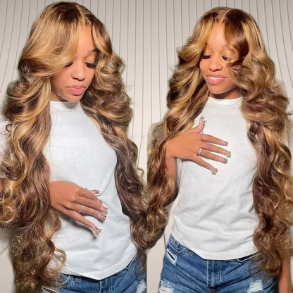 Sundrop | Highlight Honey Blonde Body Wave Wig – 4x4 Closure / 13x4 Frontal | HD Transparent Lace | 180% Density | Brazilian Remy Hair | 16–26 Inch
