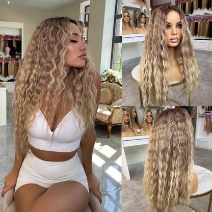 Dune | Ombre Ash Blonde Deep Wave Lace Front Wig – 13x4 / 13x6 HD Transparent Lace | 190–210% Density | Brazilian Remy Hair | 20–32 Inch