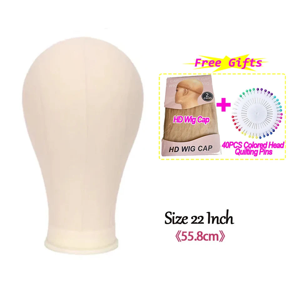 Soft Canvas Wig Head with Tripod Stand – 22 Inch | Adjustable Wig Styling Stand