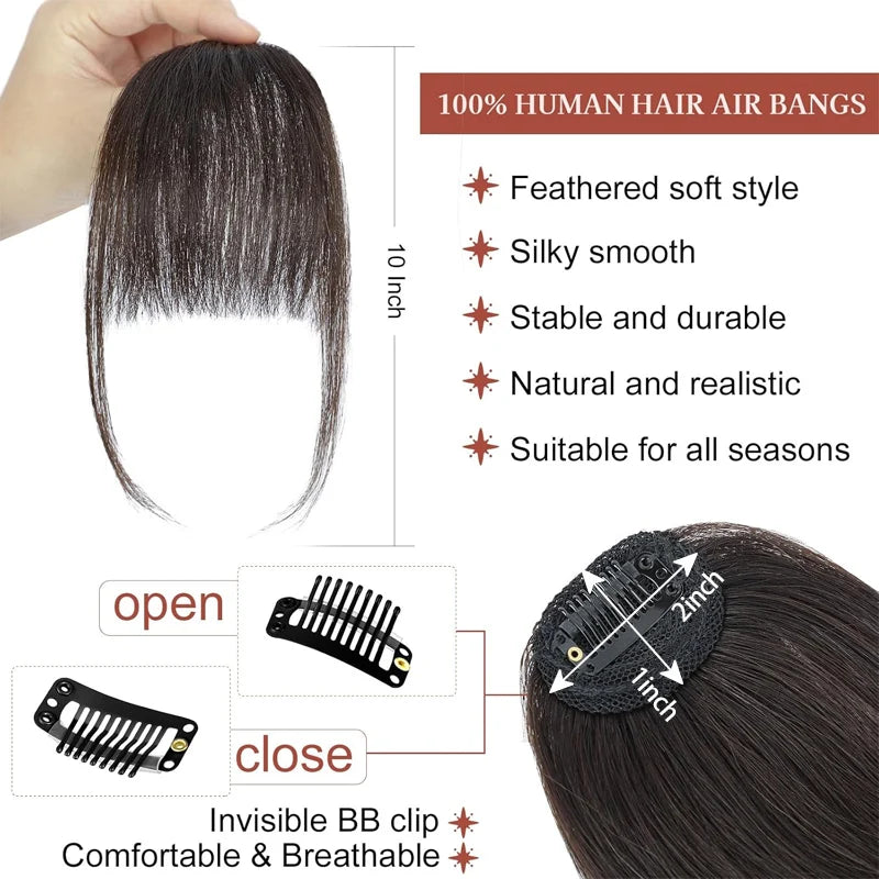 Invisible Air Bangs Clip-In Hair Extension – 100% Human Hair Fringe