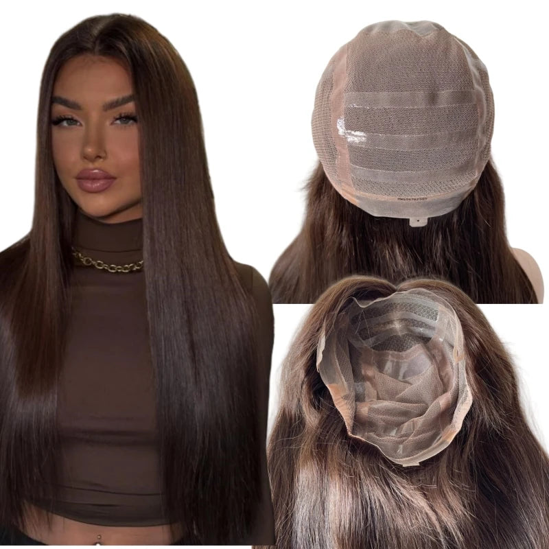 Brown Silk Top Full Lace Medical Wig – Chinese Virgin Hair 150%