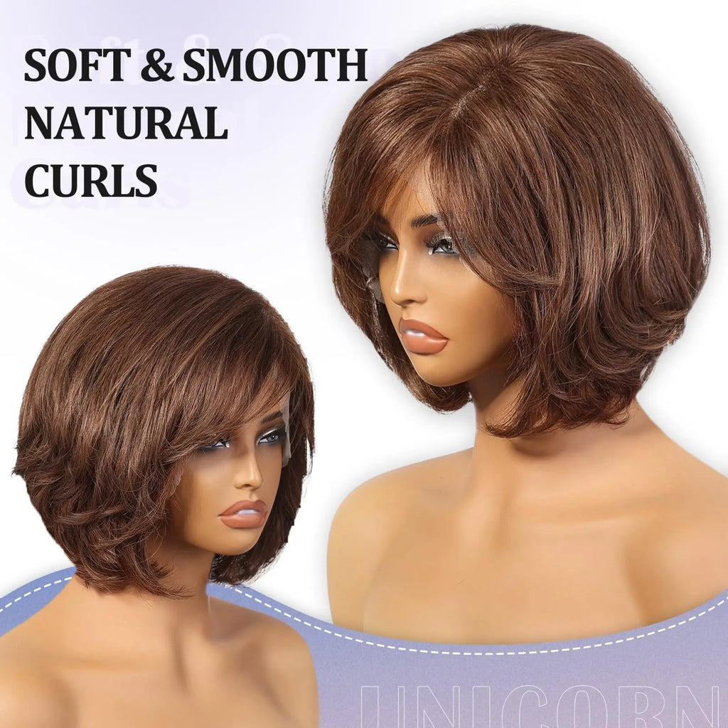Blonde Body Wave Short Bob Lace Front Wig with Bangs – Remy Hair